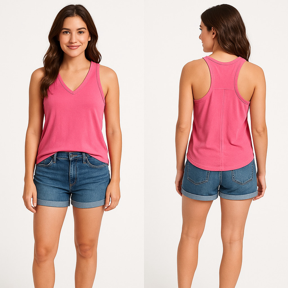 Women's We The Free Pink Ribbed V-Neck Tank Top L